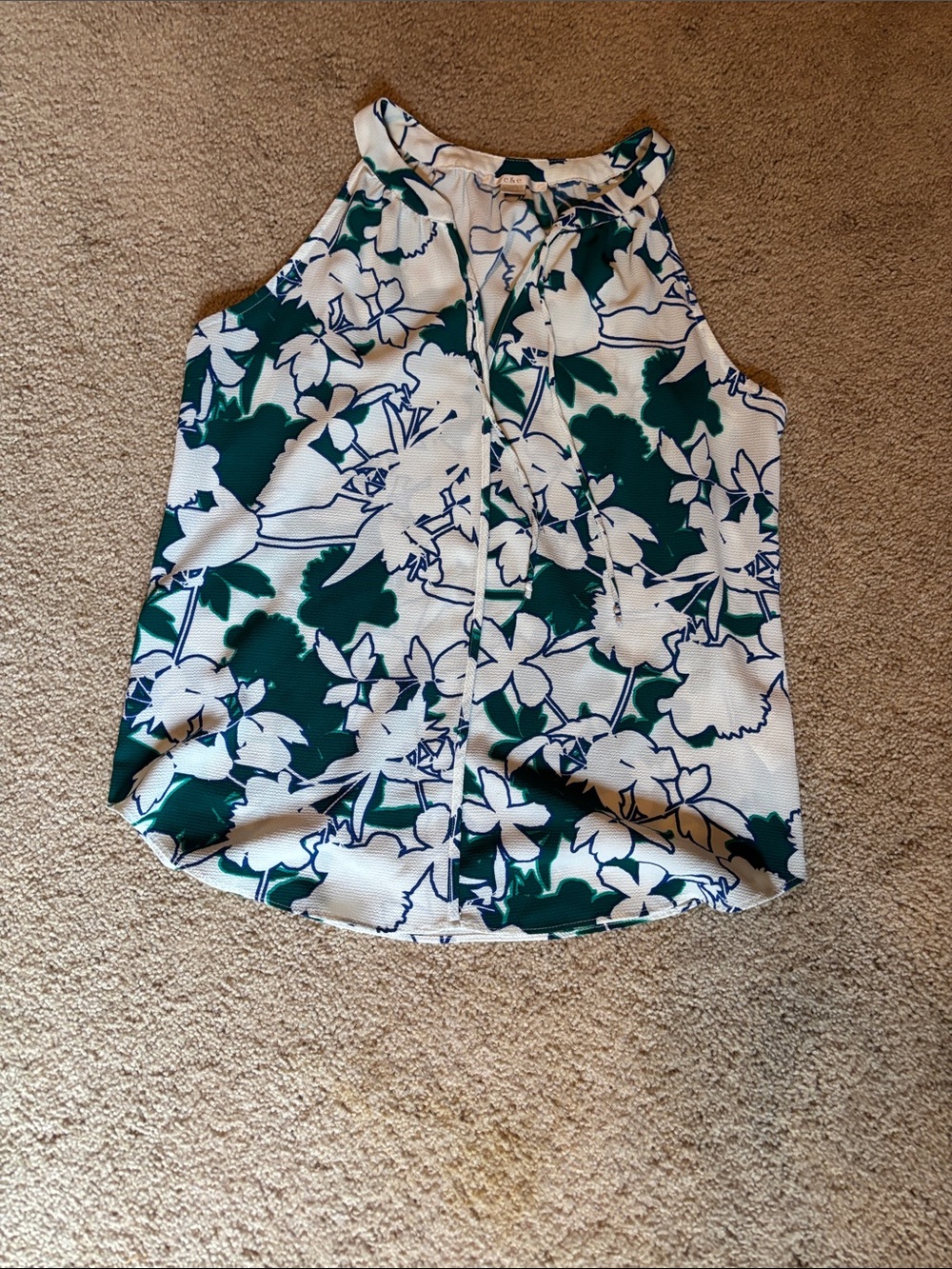 Floral Keyhole Halter Cami in Green and White